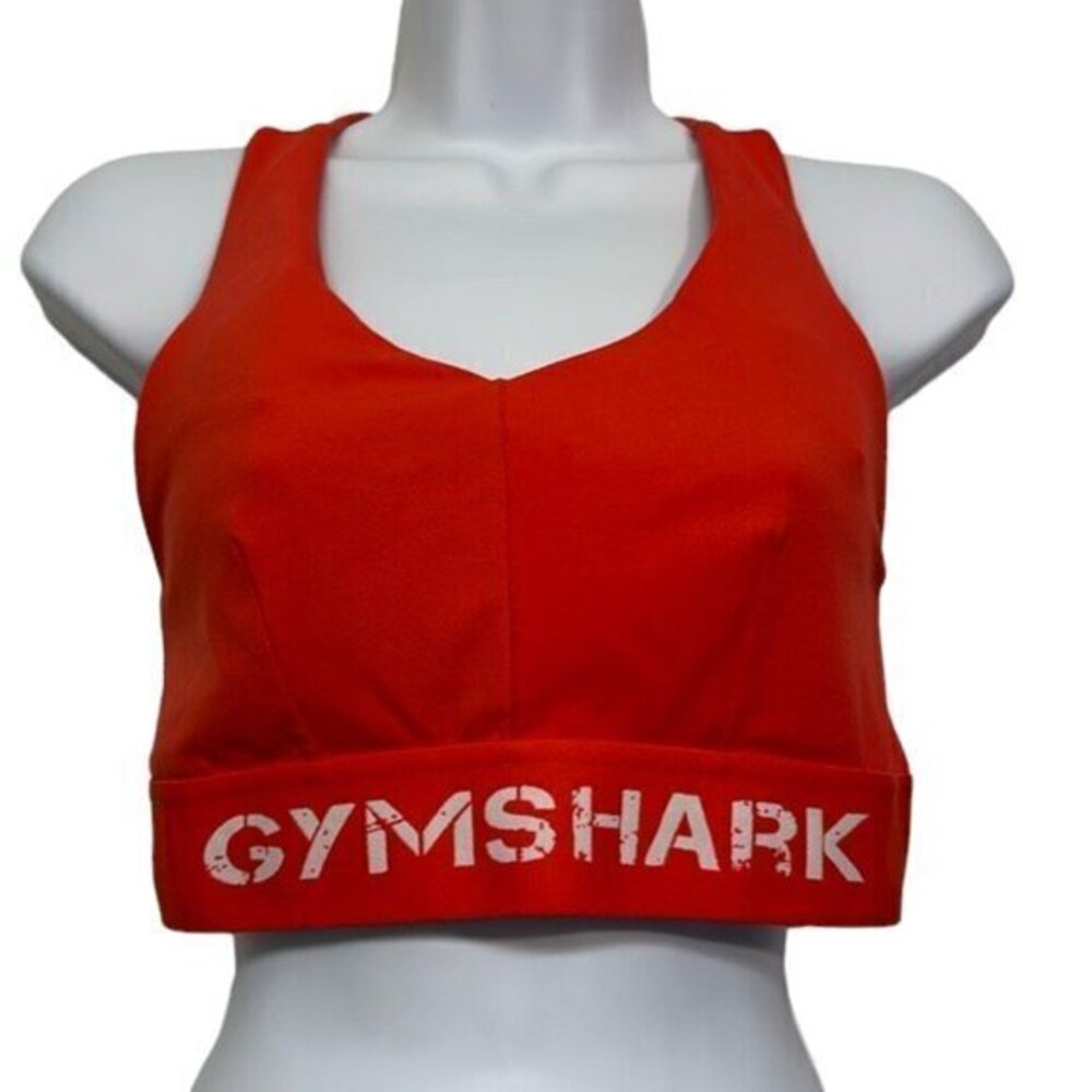 Women’s Gymshark Red Orange Racerback Sports Bra Size Large EUC #7748